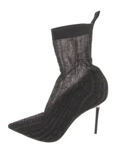 Pre-owned Fendi Graphic Print Sock Boots In Black