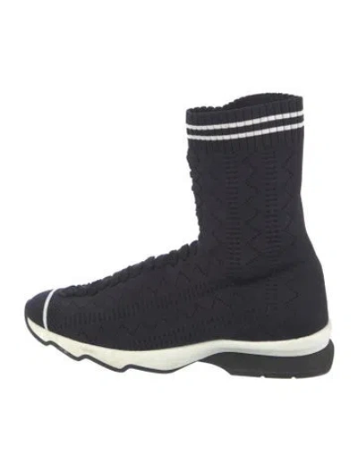 Pre-owned Fendi Graphic Print Sock Sneakers In Blue