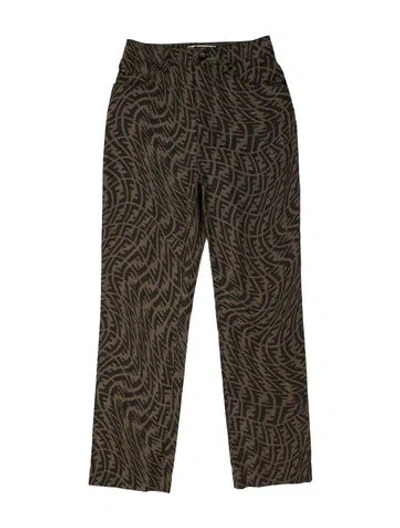Pre-owned Fendi Graphic Print Straight Leg Pants In Multicolor
