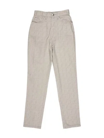 Pre-owned Fendi Graphic Print Straight Leg Pants In Neutral