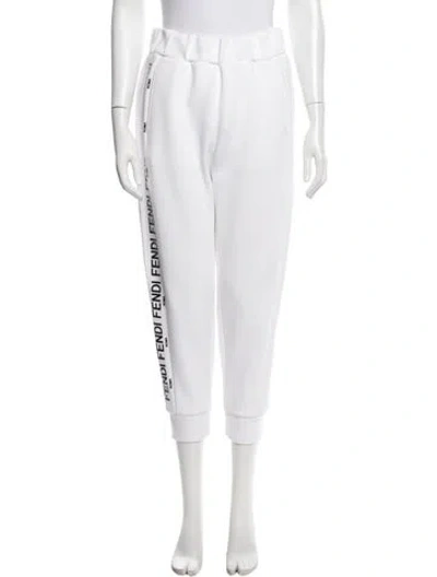 Pre-owned Fendi Graphic Print Sweatpants In White