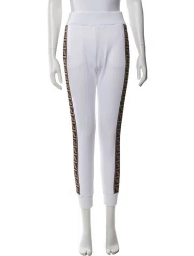 Pre-owned Fendi Graphic Print Sweatpants In White