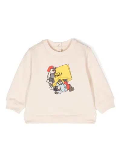 Fendi Babies' Graphic-print Sweatshirt In Neutrals