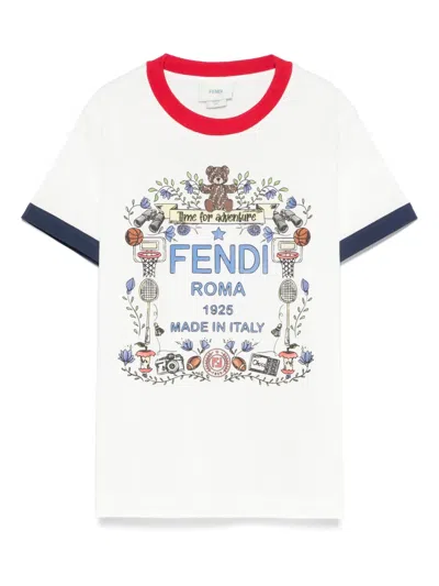Fendi Kids' Graphic-print T-shirt In White