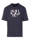 Fendi T-shirt Dark Blue Cotton T-shirt In Blue