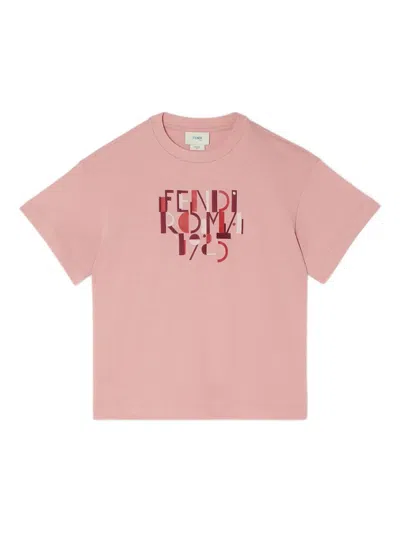 Fendi Kids' Graphic-print T-shirt In Pink