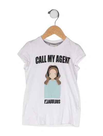Pre-owned Fendi Babies' Graphic Print T Shirt In White
