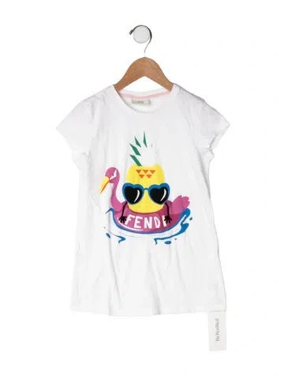 Pre-owned Fendi Kids' Graphic Print T-shirt In White