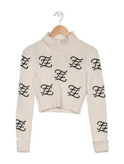 Pre-owned Fendi Graphic Print Turtleneck Sweater In Neutrals