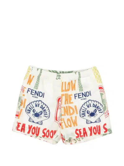 Fendi Babies' Graphic-print Shorts In Multi