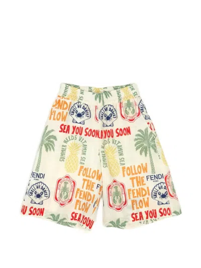 Fendi Kids' Graphic-print Shorts In Multi