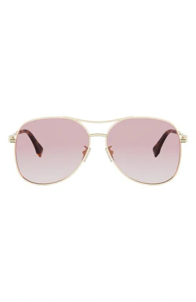 Fendi Graphy 61mm Gradient Pilot Sunglasses In Gold