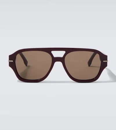 Fendi Graphy Aviator Sunglasses In Burgundy