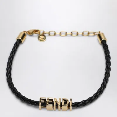 FENDI FENDI  GRAPHY BRACELET IN BLACK LEATHER