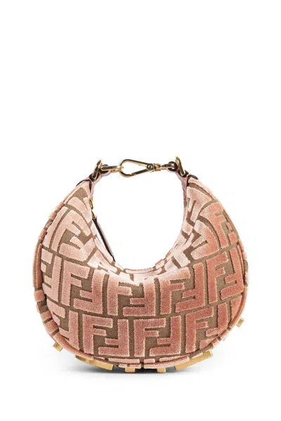 Fendi Graphy Ff Velvet Mini Bag In Pink