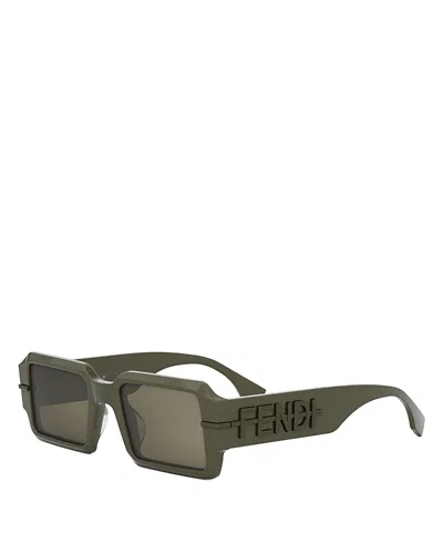 Fendi Graphy Geometric Sunglasses, 52mm In Olive Green