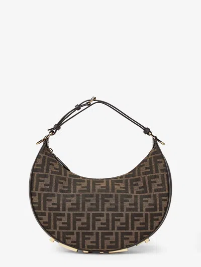 Fendi Graphy Handbag In Ff Jacquard Fabric In Brown