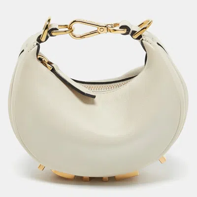 Pre-owned Fendi Graphy Hobo In White
