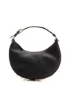 Fendi Hobo Graphy Black Leather Handbag With Metal Logo Woman In Hej Black Ovib