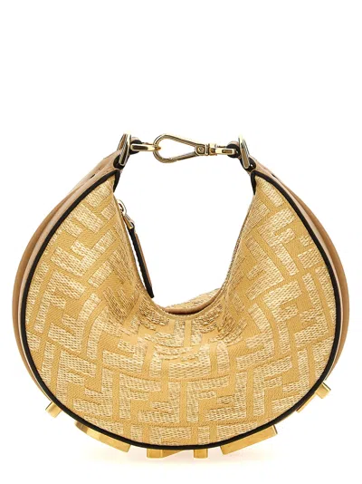 Fendi Graphy Mini Hand Bags Beige In Orange