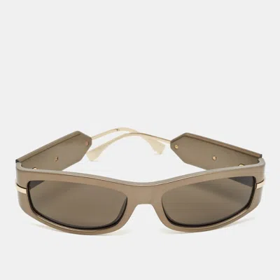 Pre-owned Fendi Graphy Rectangle Sunglasses In Silver