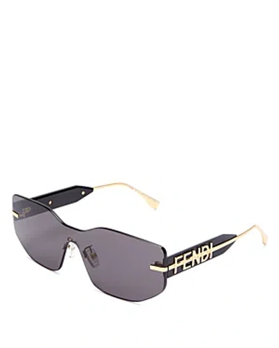 Fendi Graphy Rectangular Sunglasses, 140mm In Gray Solid