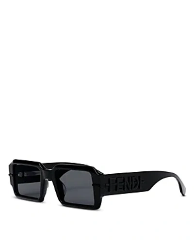 Fendi Graphy Rectangular Sunglasses, 52mm In Black/gray Solid