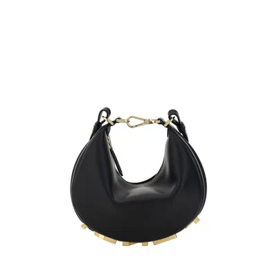 Fendi Graphy Ring Mini Handbag In Black