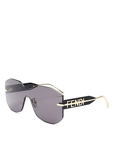 Fendi Graphy Shield Sunglasses, 144mm In Gold/gray