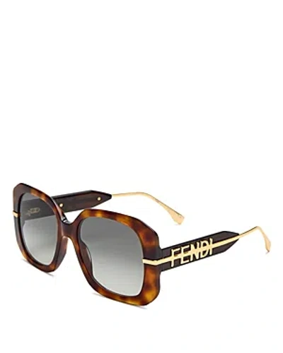 Fendi Graphy Square Sunglasses, 55mm In Havana/gray Gradient