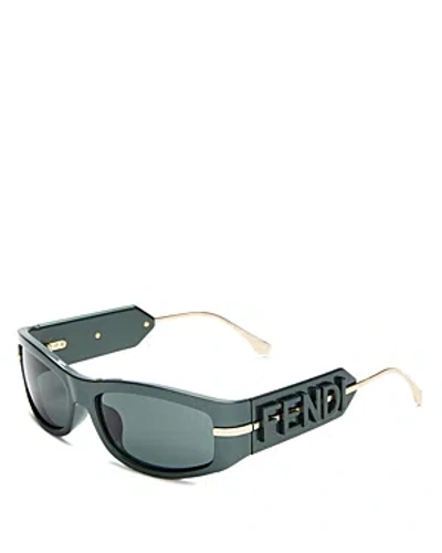 Fendi Graphy Square Sunglasses, 57mm In Green/green Solid