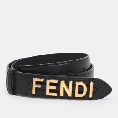 Pre-owned Fendi Graphy Waist Belt 75cm In Black