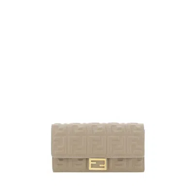 Fendi Gray Lamb Ovis Aries Aries Women's Wallet
