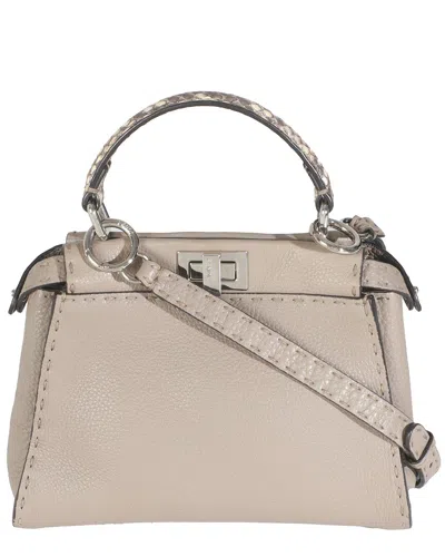 Fendi Gray Leather & Exotic Selleria Mini Peekaboo (authentic Pre-loved)