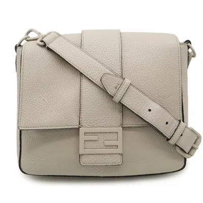 Pre-owned Fendi Gray Leather Baguette Bag Shoulder Bag ()
