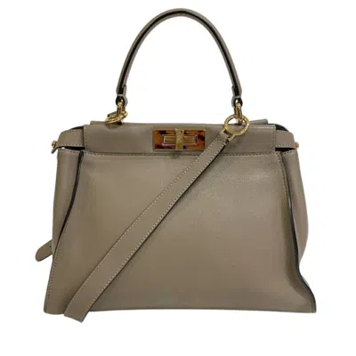 Pre-owned Fendi Gray Leather Handbag Shoulder Bag ()
