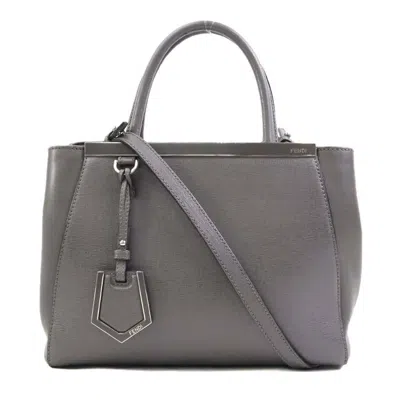 Pre-owned Fendi Gray Leather Handbag Shoulder Bag ()