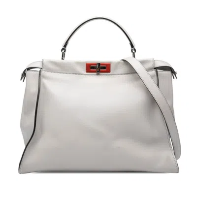 Pre-owned Fendi Gray Leather Handbag Shoulder Bag ()