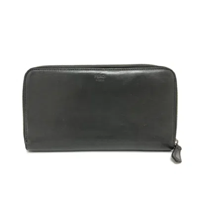 Pre-owned Fendi Gray Leather Long Wallet (bi-fold) ()