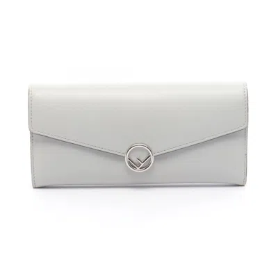 Pre-owned Fendi Gray Leather Long Wallet (bi-fold) ()