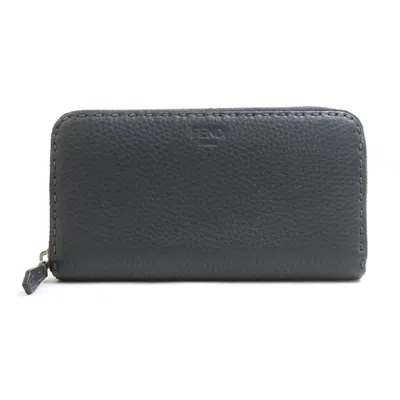 Pre-owned Fendi Gray Leather Long Wallet (bi-fold) ()