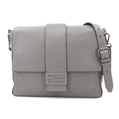 Pre-owned Fendi Gray Leather Messenger Bag Shoulder Bag ()