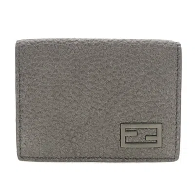 Pre-owned Fendi Gray Leather Wallet (bi-fold) ()