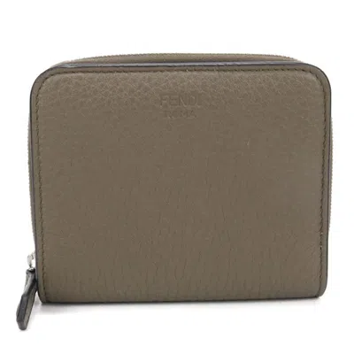 Pre-owned Fendi Gray Leather Wallet (bi-fold) ()