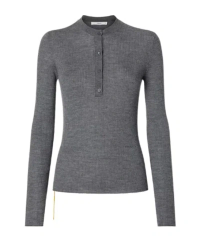 Fendi Gray Melange Wool Ribbed Sweater