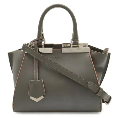 Pre-owned Fendi Gray Multi-color Leather Handbag Shoulder Bag () In Gray, Multi-color