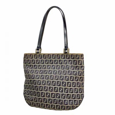 Pre-owned Fendi Gray Navy Nylon Canvas Tote Bag () In Multi