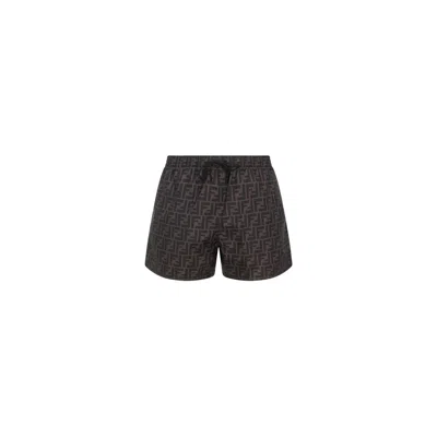 Fendi Brown Polyester Swim Shorts