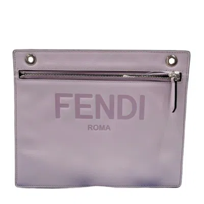 Pre-owned Fendi Gray Purple Leather Clutch Bag ()