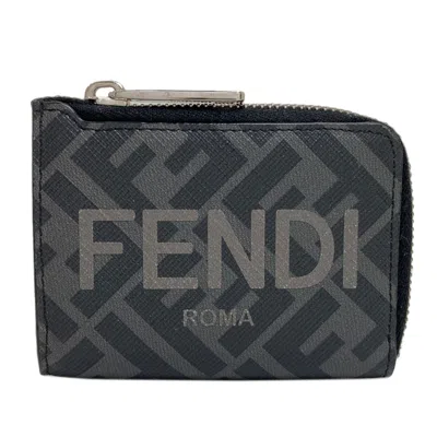Pre-owned Fendi Gray Pvc Coin Purse/coin Case ()